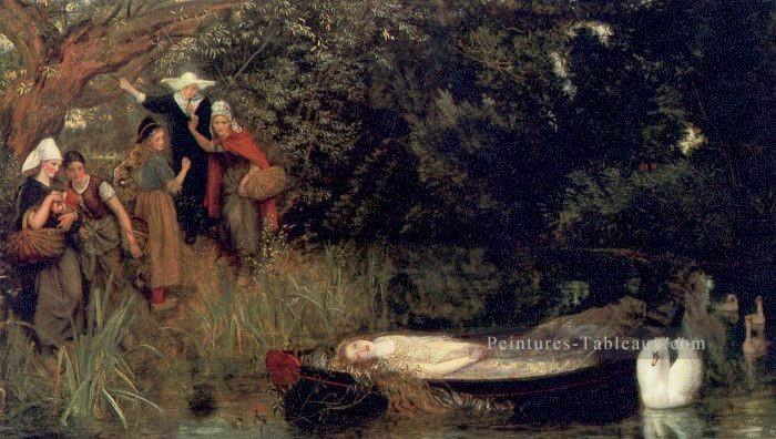 La dame de Shalott préraphaélite Arthur Hughes Peintures à l'huile
